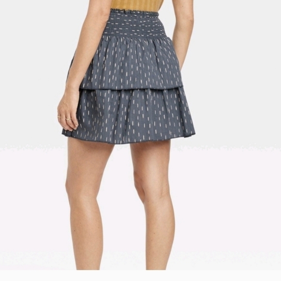 Universal Thread Cotton Skirt, Womens XL Gray blue Tiered high rise skirt - Picture 12 of 15